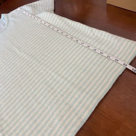 J.crew wool blend striped shirt sleeve sweater mint cream medium - Picture 7 of 9